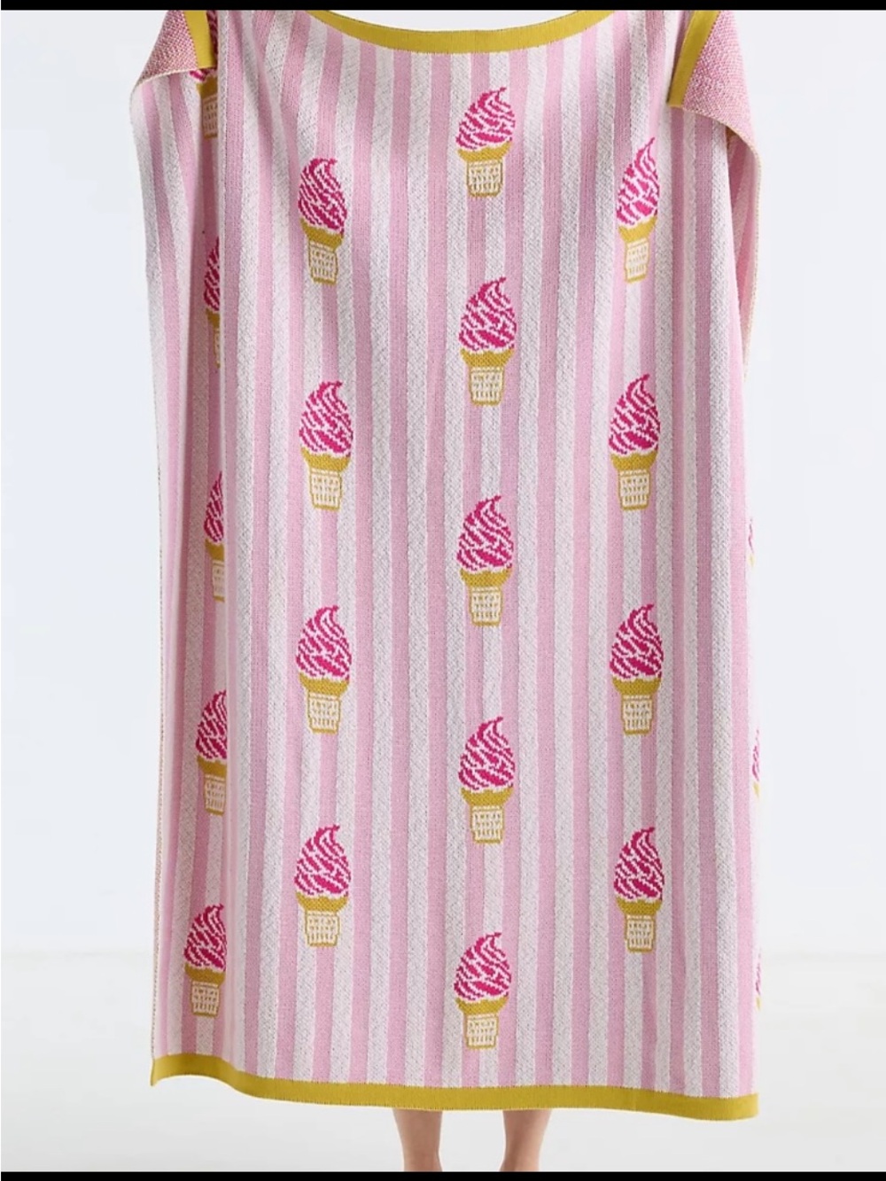 Anthropologie Cotton Knit Throw Blanket. Ice Cream Motif.